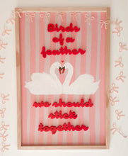 Load image into Gallery viewer, Birds of a feather- pink/purple cutout red letters
