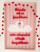 Load image into Gallery viewer, Birds of a feather- pink/purple cutout red letters