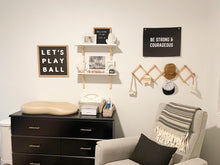 Load image into Gallery viewer, Let’s play ball- black background/white letters