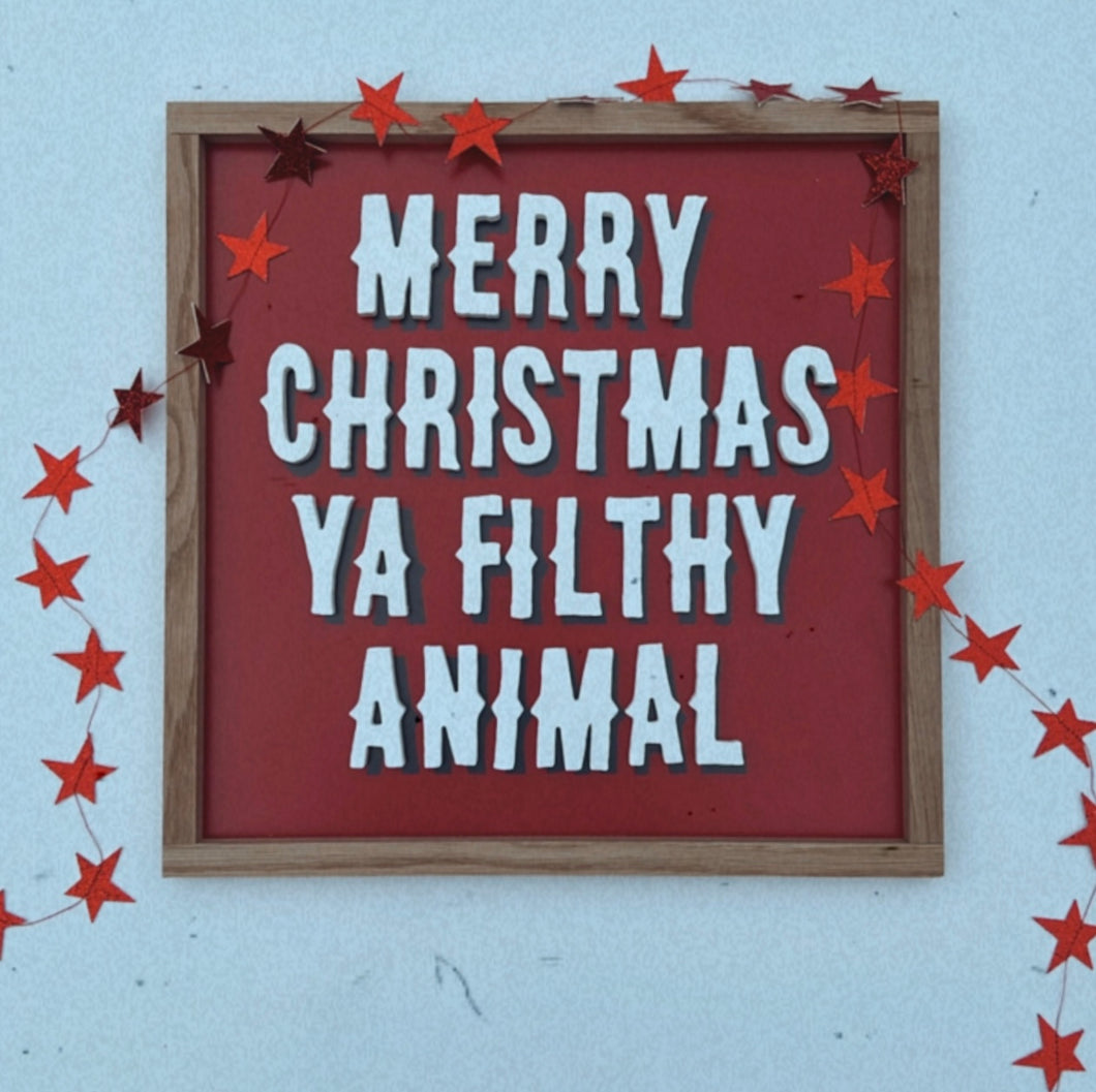Merry Christmas Ya Filthy Animal- maroon/black