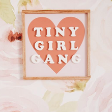 Load image into Gallery viewer, Tiny Girl Gang collab with Jean and June -White Cutout Letters, Coral Heart