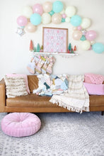 Load image into Gallery viewer, believe in the magic - Indy & Pippa pink tree print background