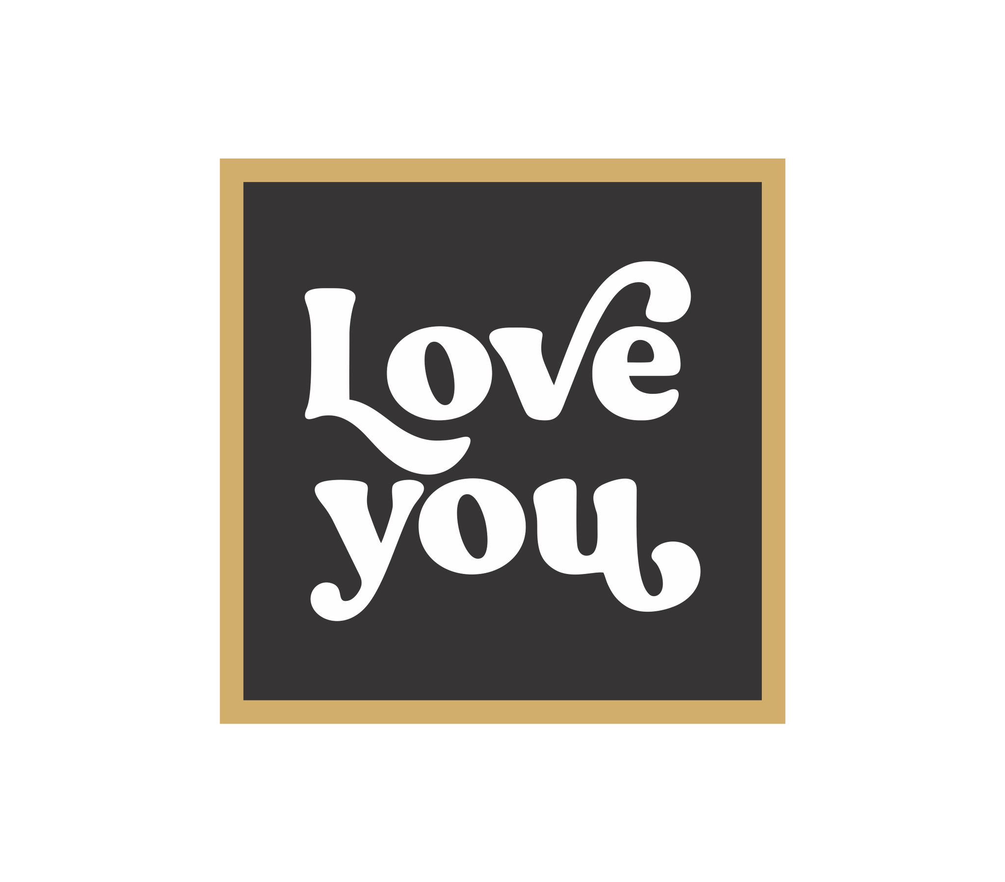 Love you (single sign only) black background/ white letters – Opal