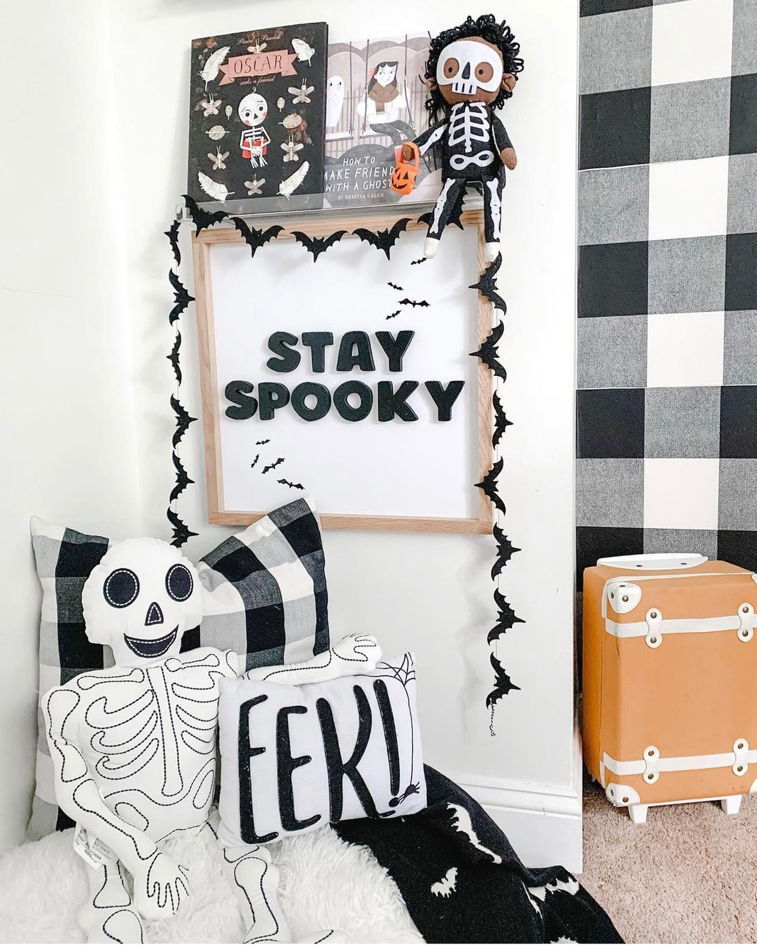Stay Spooky black & white with bats - Collab with ThreadMamaStory