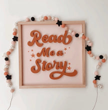 Load image into Gallery viewer, Read me a story- rust letters / pink background collab with Kristen Sellentin &amp; Olive +Eve Co
